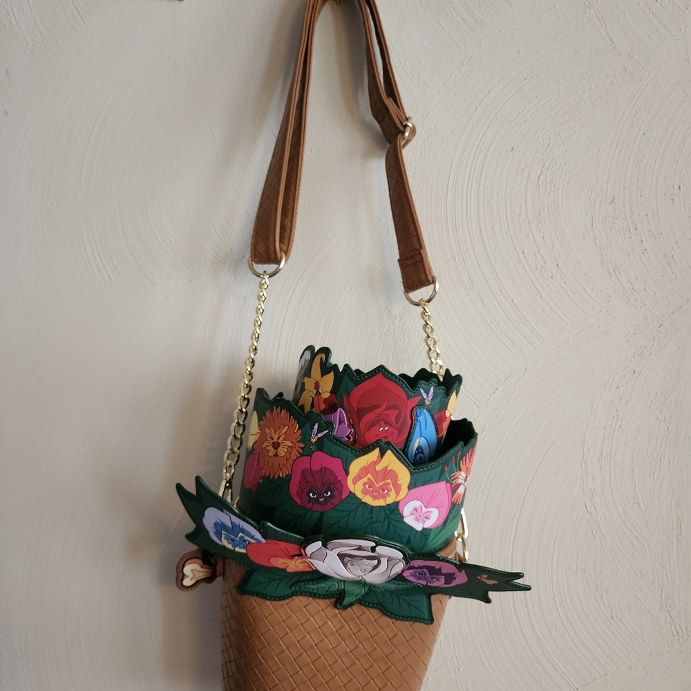 Loungefly Brown Floral Shoulder Bag with Chain Detail